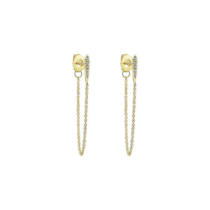 14k Yellow Gold Diamond Stud Earrings
