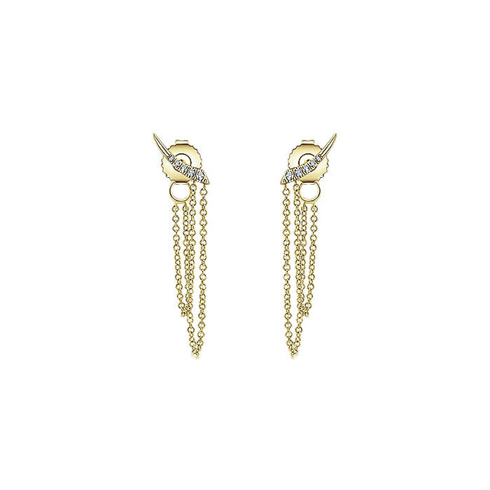 14k Yellow Gold Diamond Stud Earrings