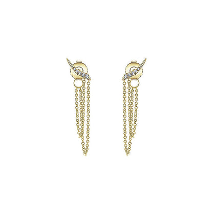 14k Yellow Gold Diamond Stud Earrings