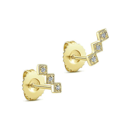 14k Yellow Gold Diamond Stud Earrings