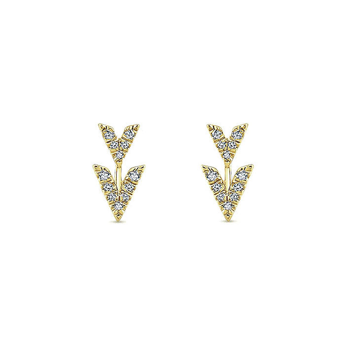 14k Yellow Gold Diamond Stud Earrings