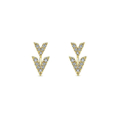 14k Yellow Gold Diamond Stud Earrings