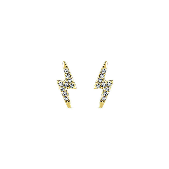 14k Yellow Gold Diamond Stud Earrings