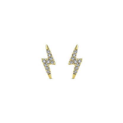14k Yellow Gold Diamond Stud Earrings