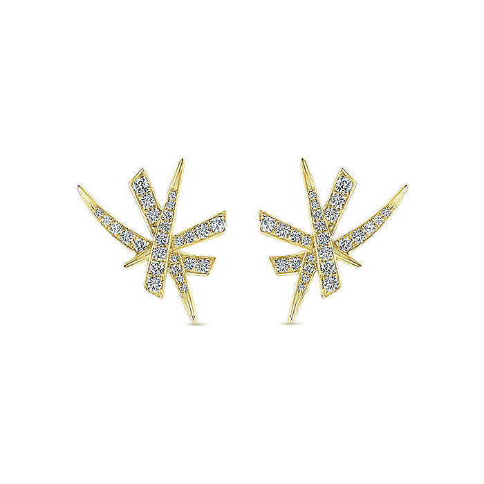 14k Yellow Gold Diamond Stud Earrings