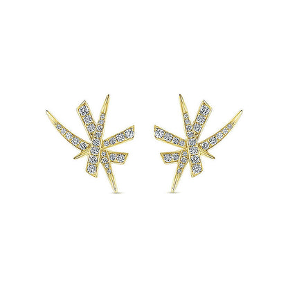 14k Yellow Gold Diamond Stud Earrings
