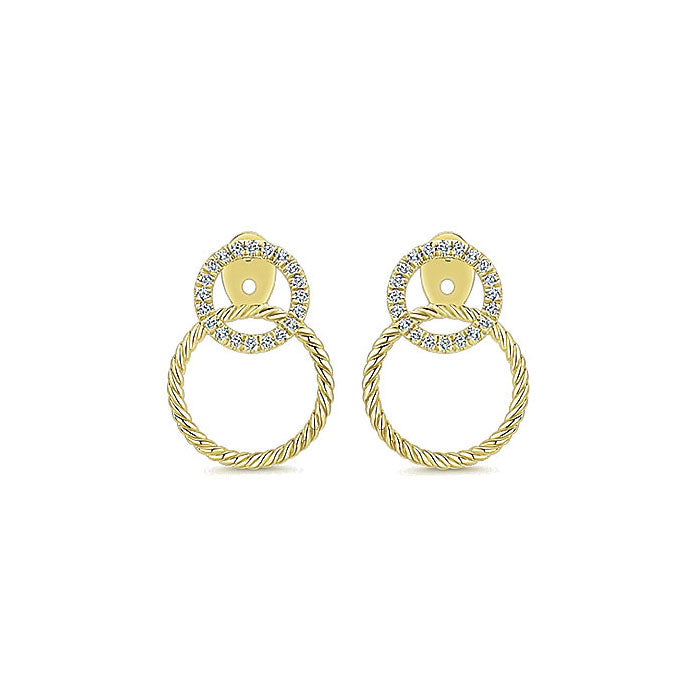 14k Yellow Gold Diamond Stud Earrings