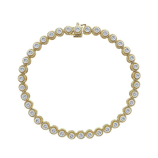 14k Yellow Gold Diamond Tennis Bracelet