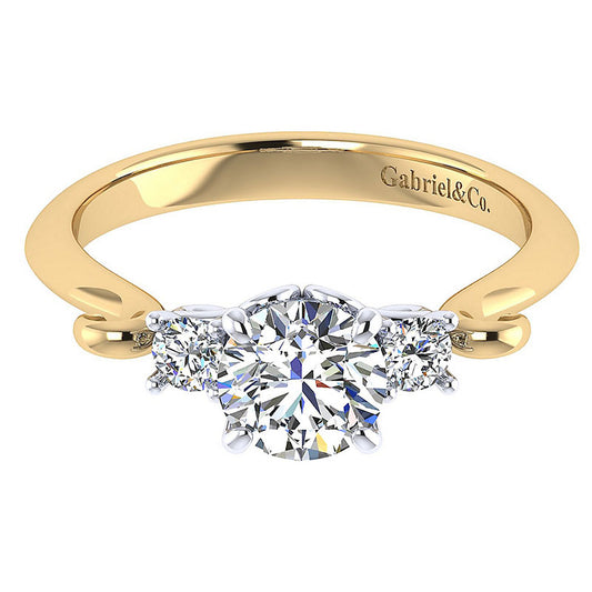Engagement Ring 14k Yellow/white Gold Diamond 3 Stones