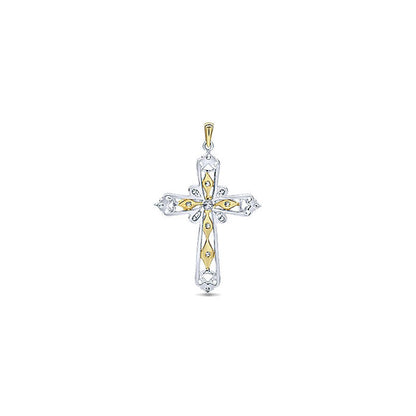14k Yellow/white Gold Diamond Cross Cross Pendant