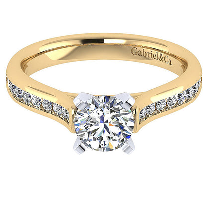 Engagement Ring 14k Yellow/white Gold Diamond Straight