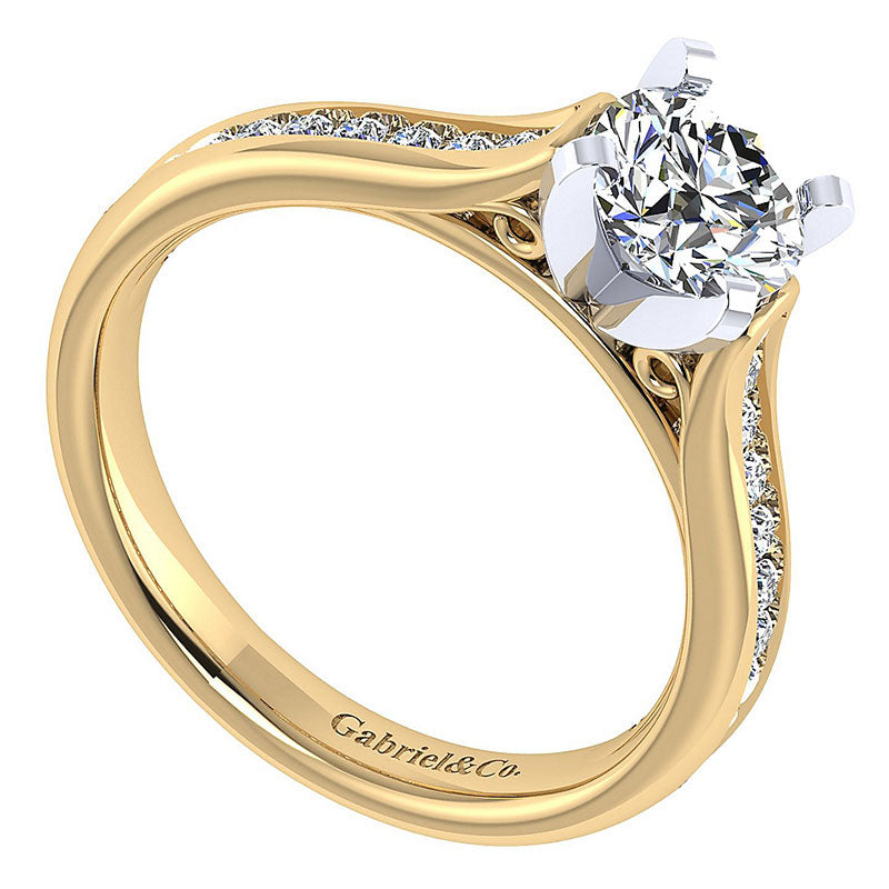 Engagement Ring 14k Yellow/white Gold Diamond Straight