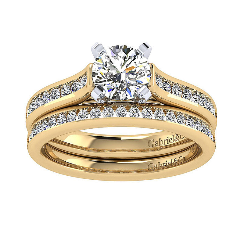 Engagement Ring 14k Yellow/white Gold Diamond Straight