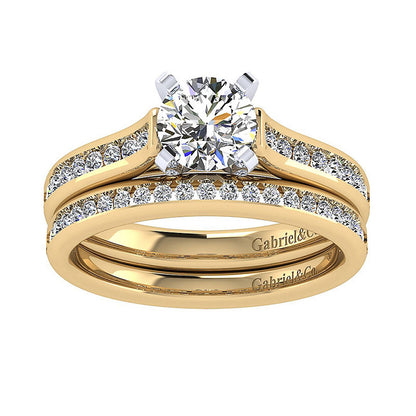 Engagement Ring 14k Yellow/white Gold Diamond Straight