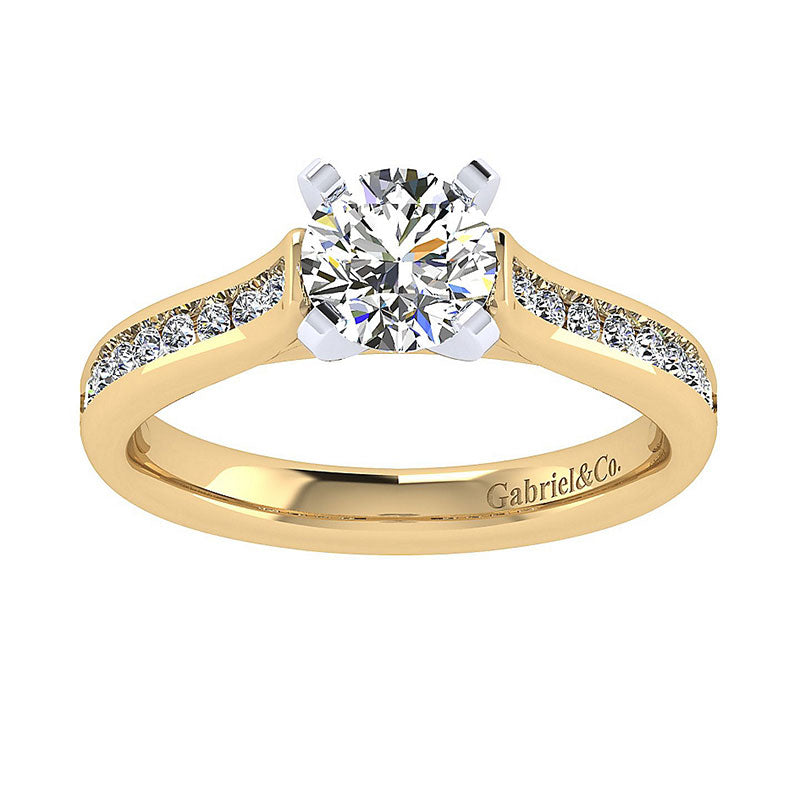 Engagement Ring 14k Yellow/white Gold Diamond Straight