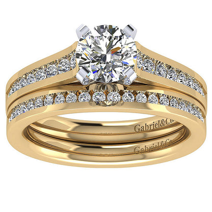 Engagement Ring 14k Yellow/white Gold Diamond Straight