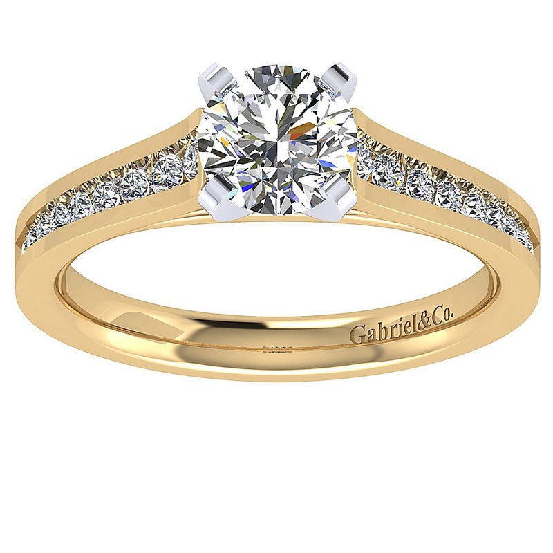Engagement Ring 14k Yellow/white Gold Diamond Straight