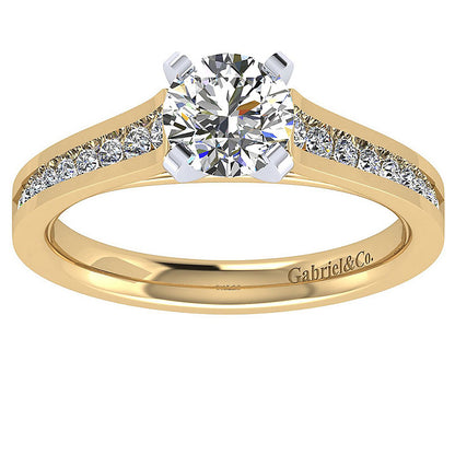 Engagement Ring 14k Yellow/white Gold Diamond Straight