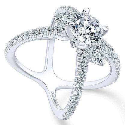 18K White Gold Diamond 3 Stones 18K White Gold Engagement Ring ER13677R6W84Jj
