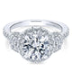 18K White Gold Diamond 3 Stones Halo 18K White Gold Engagement Ring ER13441R6W84Jj