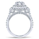 18K White Gold Diamond 3 Stones Halo 18K White Gold Engagement Ring ER13441R6W84Jj
