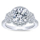 18K White Gold Diamond 3 Stones Halo 18K White Gold Engagement Ring ER13441R6W84Jj