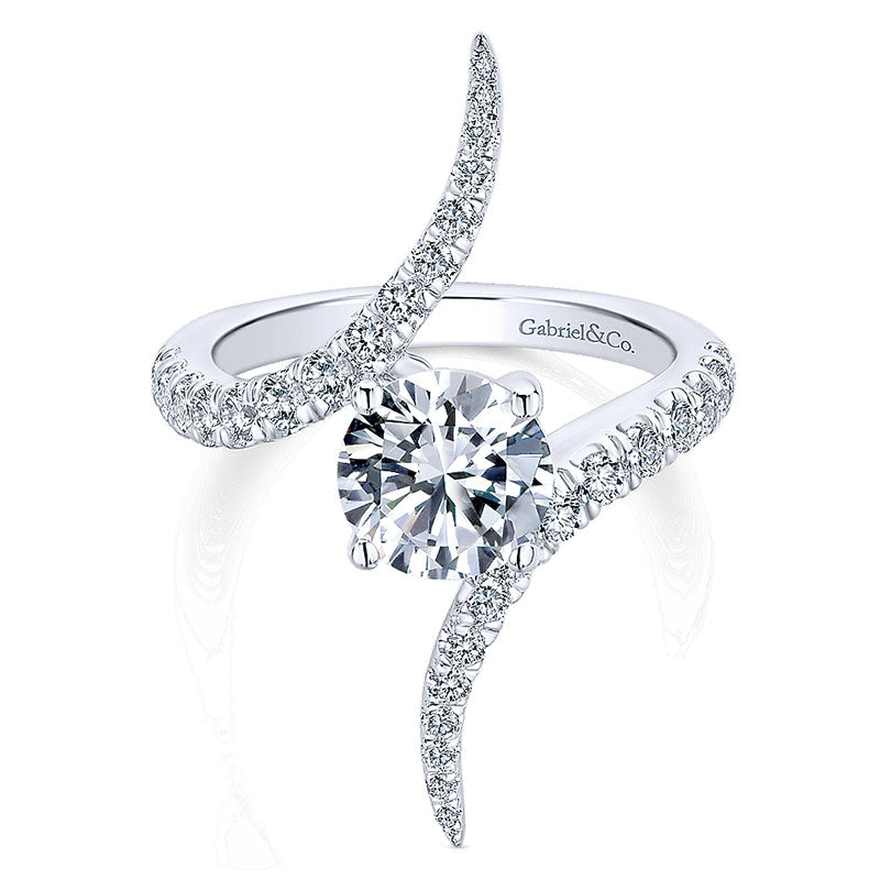 Engagement Ring 18k White Gold Diamond Bypass