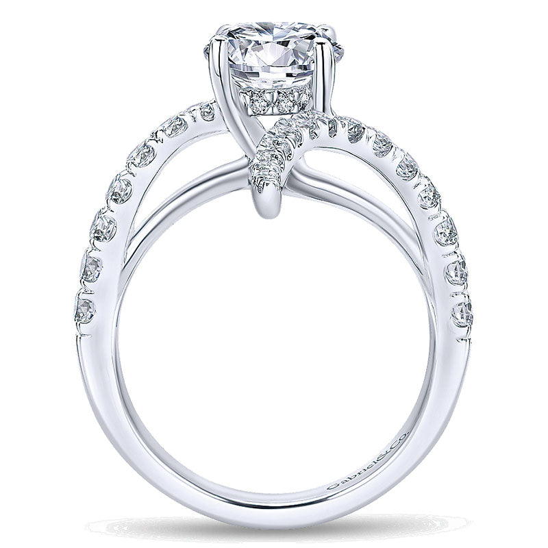 Engagement Ring 18k White Gold Diamond Bypass