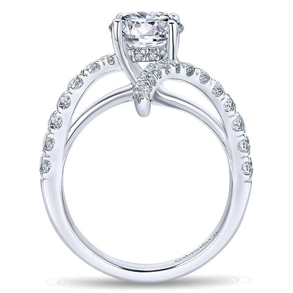 Engagement Ring 18k White Gold Diamond Bypass