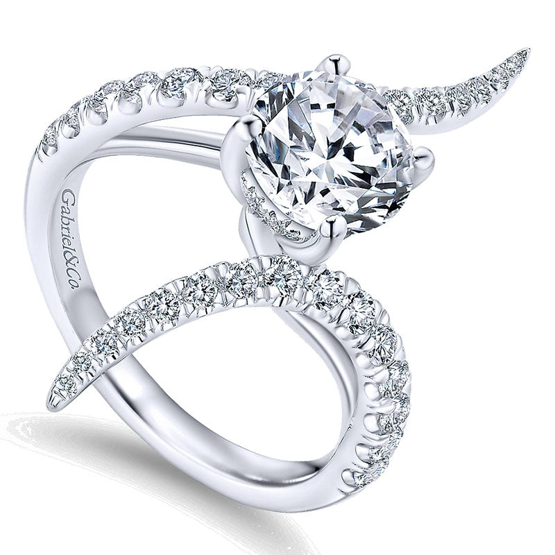 Engagement Ring 18k White Gold Diamond Bypass