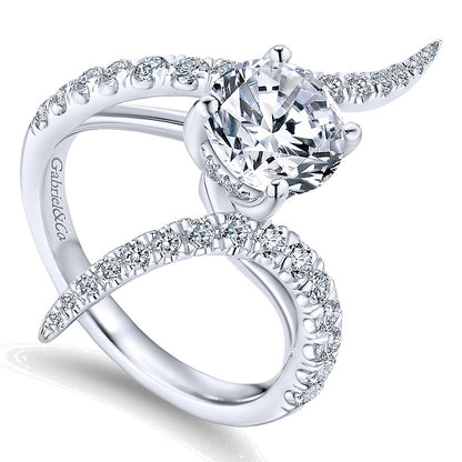 Engagement Ring 18k White Gold Diamond Bypass