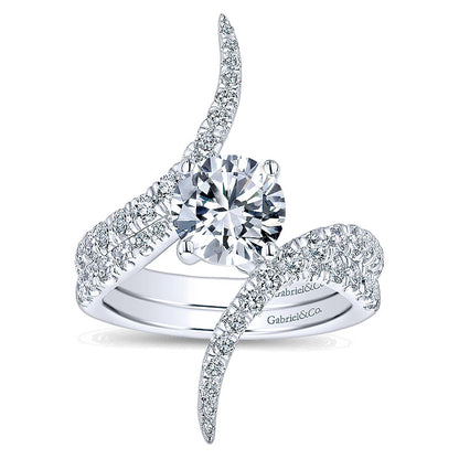 Engagement Ring 18k White Gold Diamond Bypass