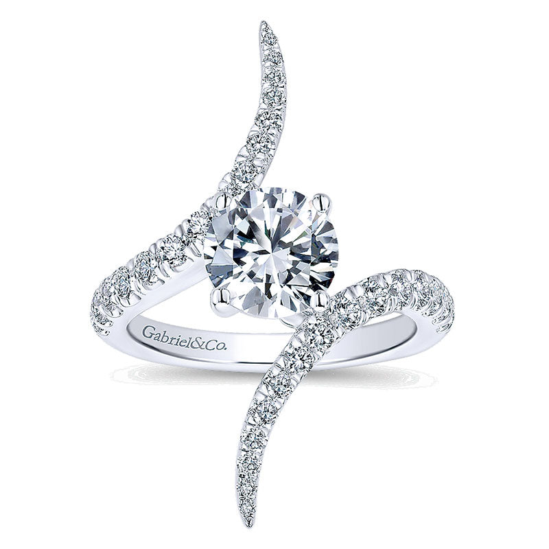 Engagement Ring 18k White Gold Diamond Bypass
