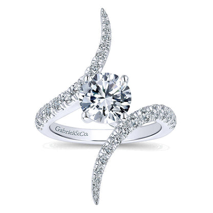 Engagement Ring 18k White Gold Diamond Bypass