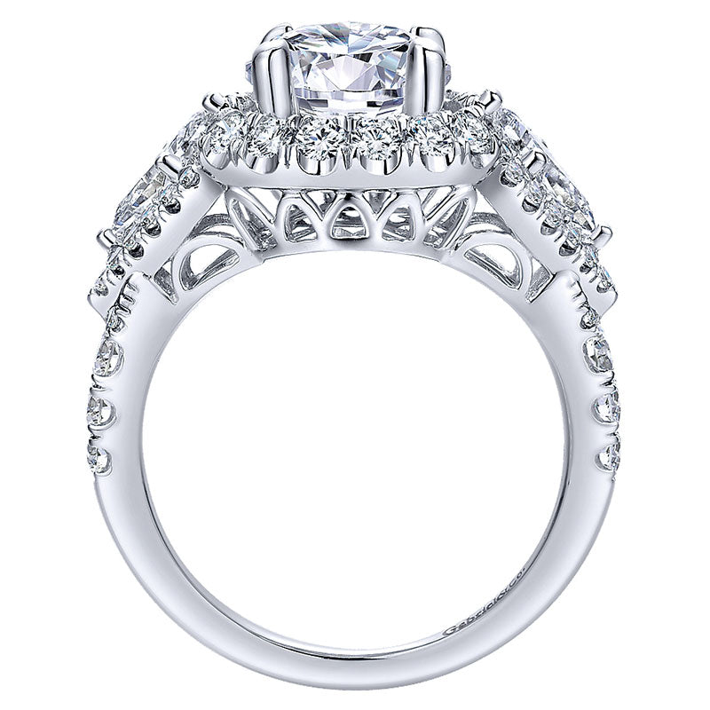 18K White Gold Diamond Double Halo 18K White Gold Engagement Ring ER12353R6W84Jj