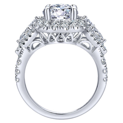 18K White Gold Diamond Double Halo 18K White Gold Engagement Ring ER12353R6W84Jj