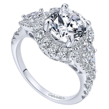 18K White Gold Diamond Double Halo 18K White Gold Engagement Ring ER12353R6W84Jj