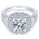 Engagement Ring 18k White Gold Diamond Double Halo