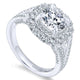 Engagement Ring 18k White Gold Diamond Double Halo