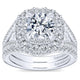 Engagement Ring 18k White Gold Diamond Double Halo
