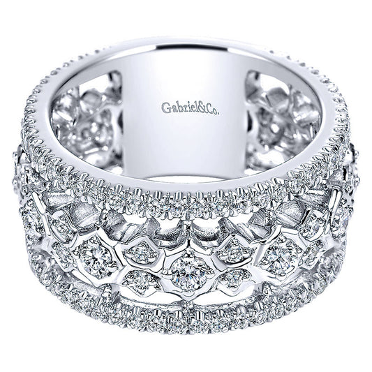 Anniversary Band 18k White Gold Diamond Fancy