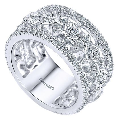 Anniversary Band 18k White Gold Diamond Fancy