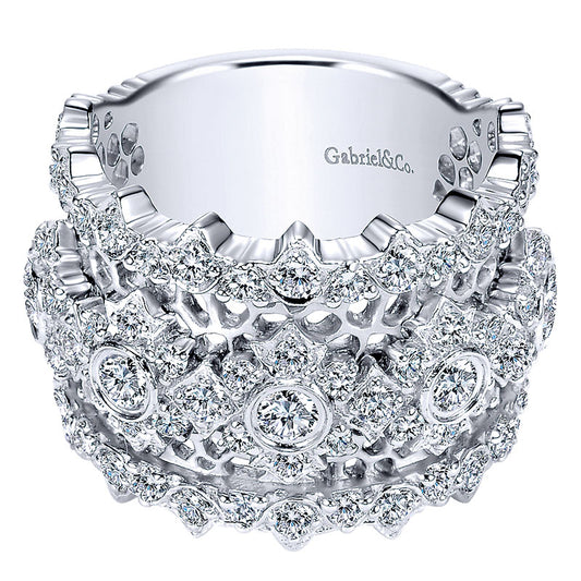 Anniversary Band 18k White Gold Diamond Fancy