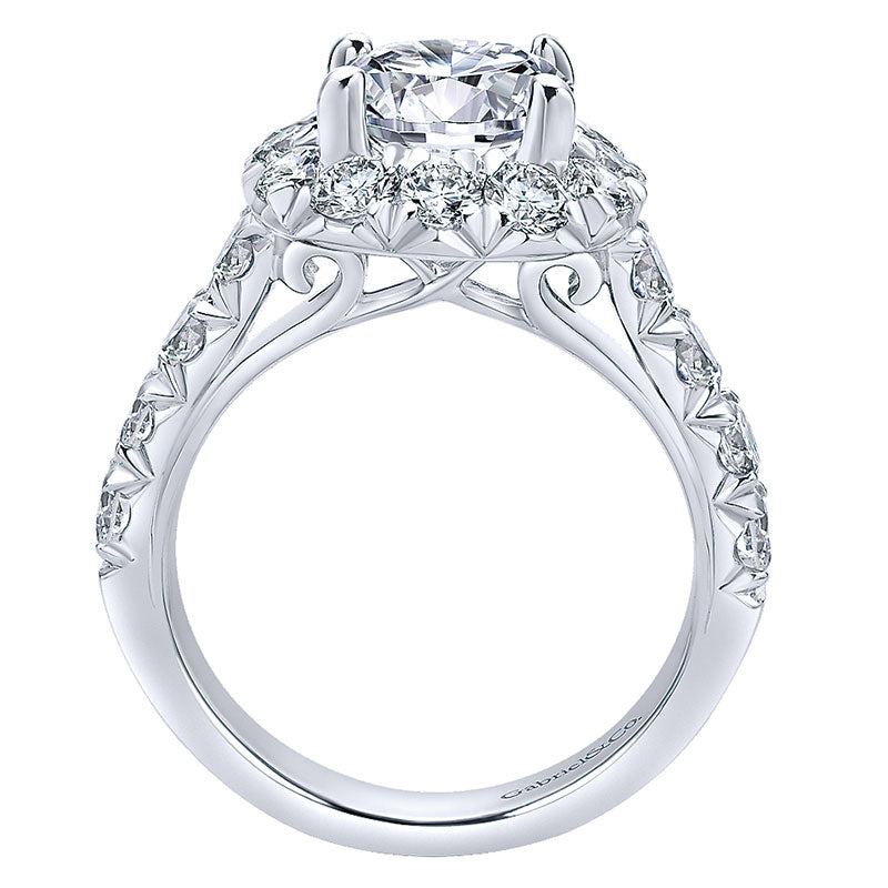 18K White Gold Diamond Halo 18K White Gold Engagement Ring ER11986R8W84Jj