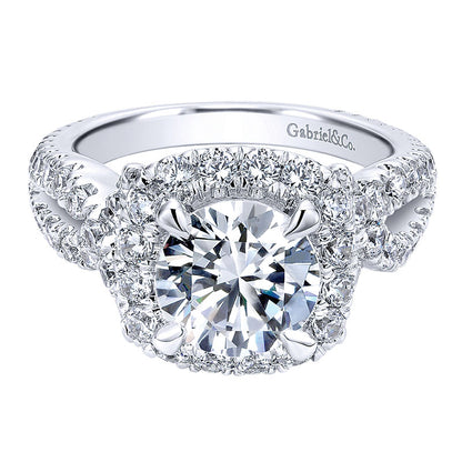 18K White Gold Diamond Halo 18K White Gold Engagement Ring ER11991R8W84Jj