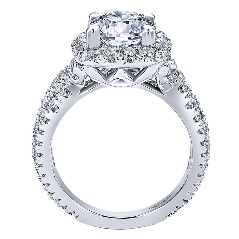 18K White Gold Diamond Halo 18K White Gold Engagement Ring ER11991R8W84Jj
