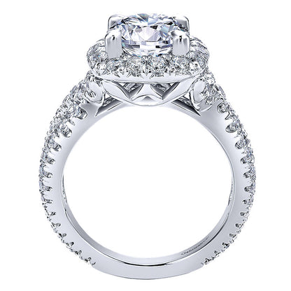 18K White Gold Diamond Halo 18K White Gold Engagement Ring ER11991R8W84Jj