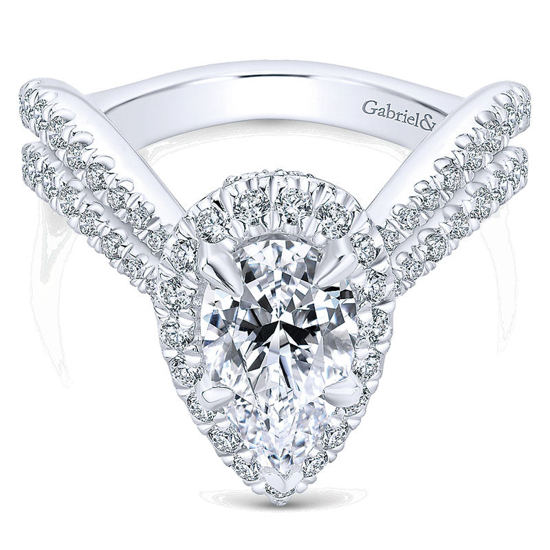 18K White Gold Diamond Halo 18K White Gold Engagement Ring ER13661P6W84Jj