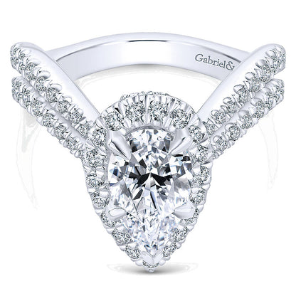 18K White Gold Diamond Halo 18K White Gold Engagement Ring ER13661P6W84Jj