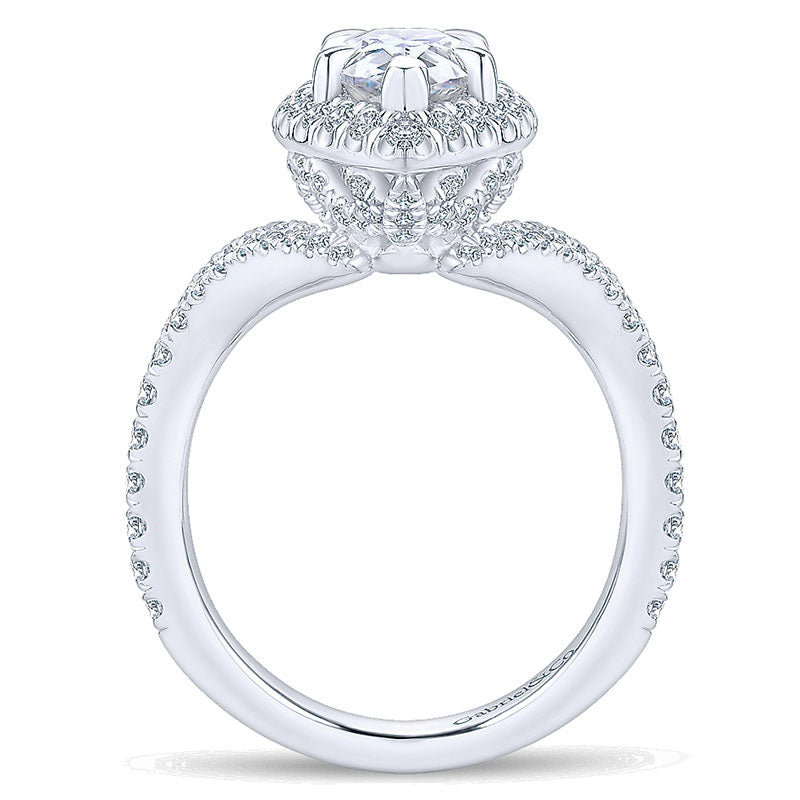 18K White Gold Diamond Halo 18K White Gold Engagement Ring ER13661P6W84Jj